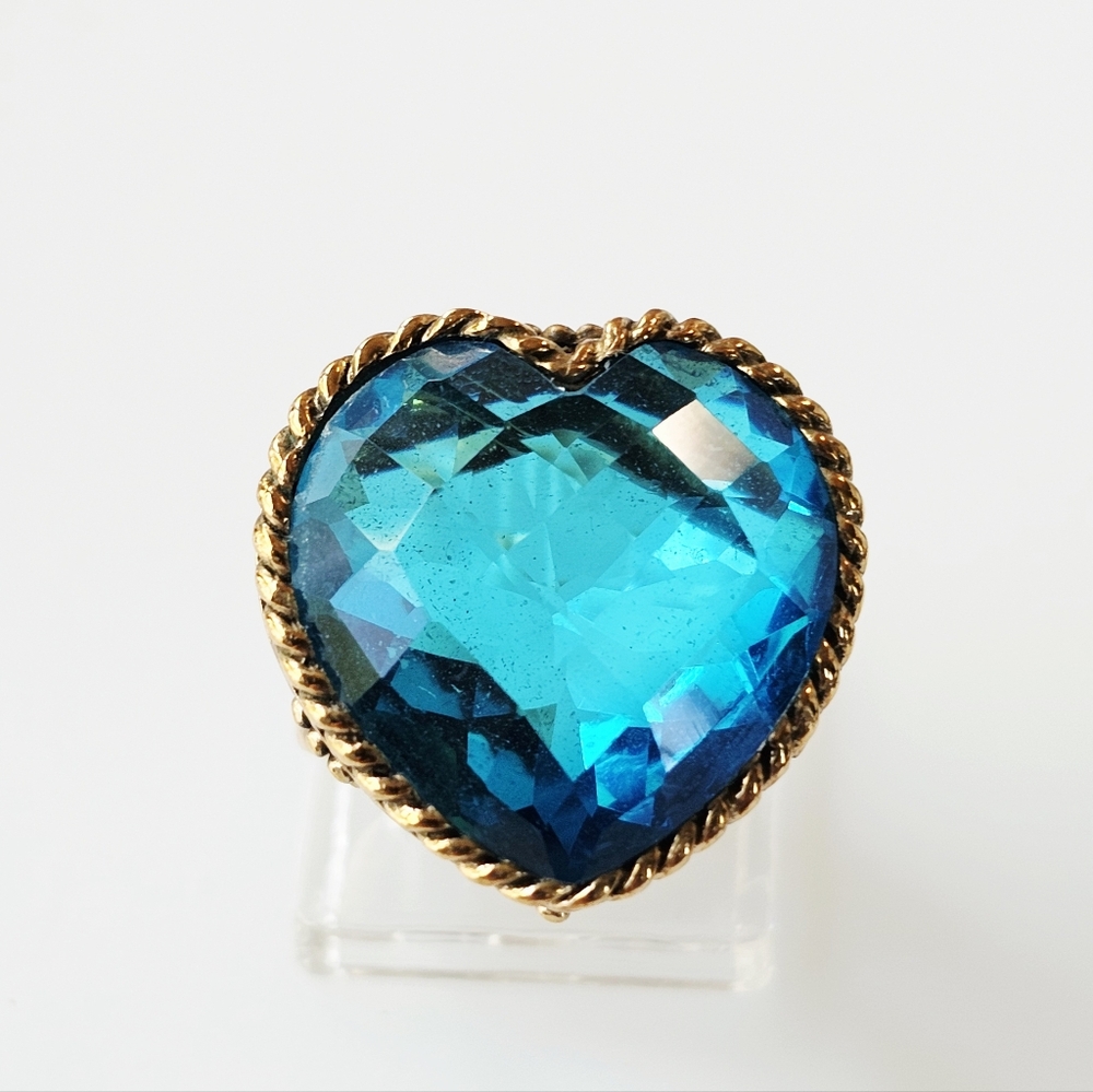 Vintage Sajen Blue Quartz Ring In Bronze.